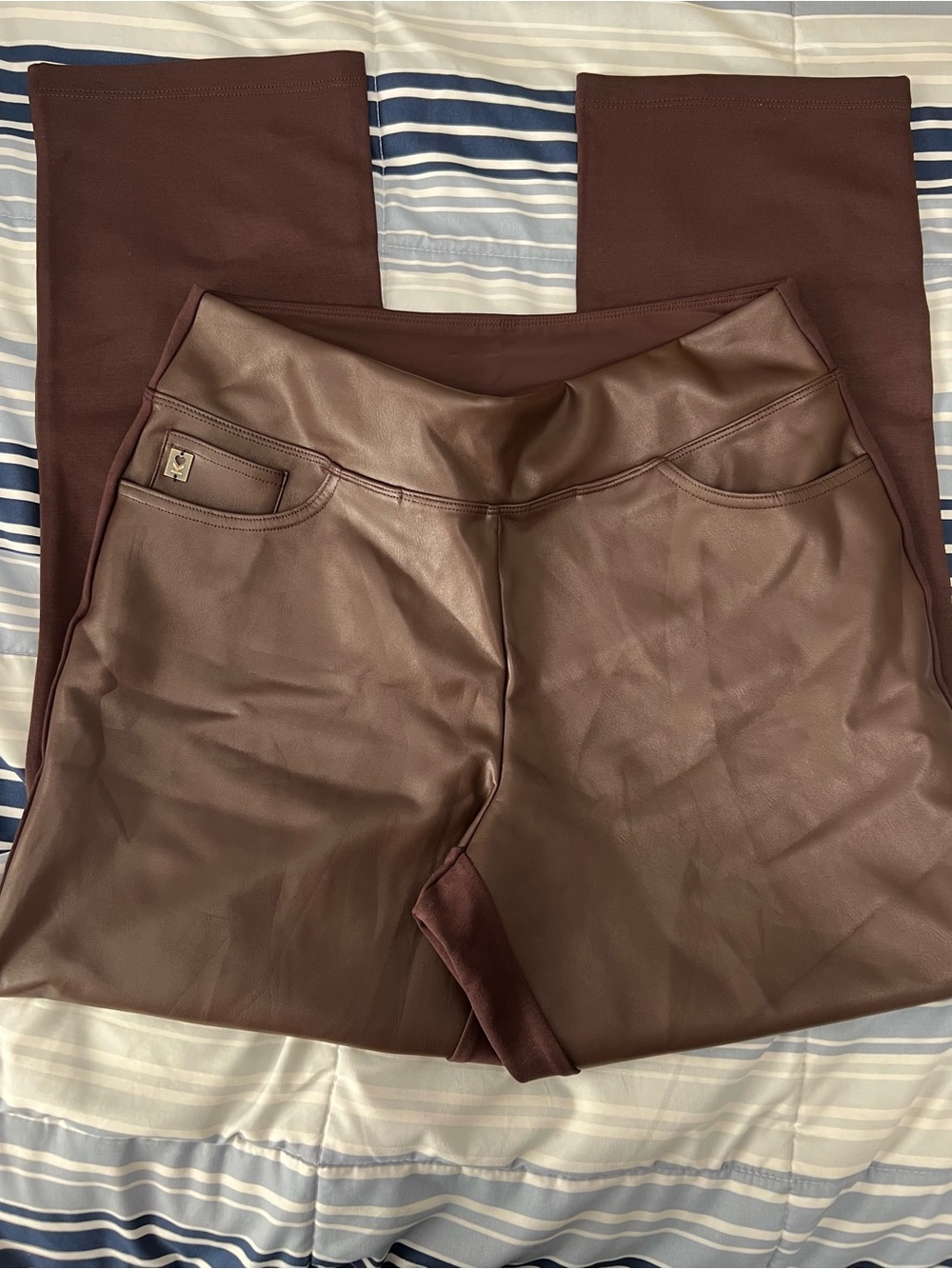 Belle by Kim Gravel Maroon Faux Leather Leggings